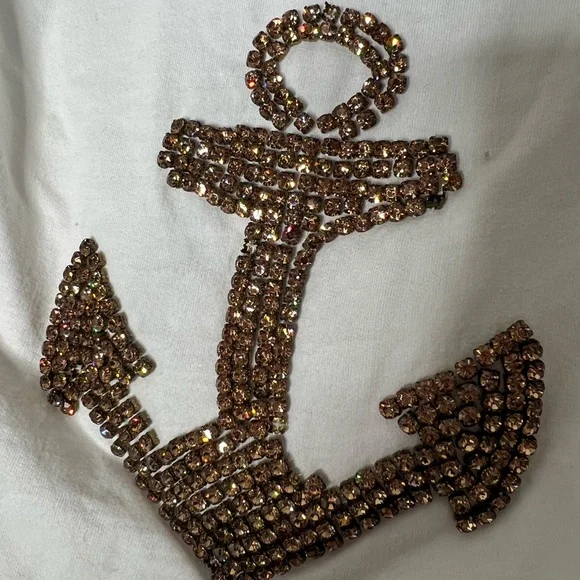 Nautical Twisted Heart Hoodie White Anchor Jeweled Gold Embellished Zip Hoodie - Picture 4 of 9